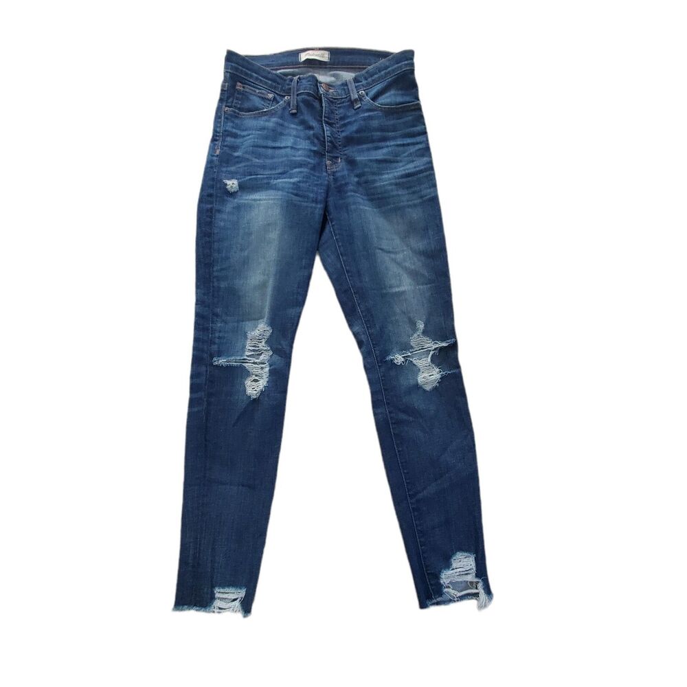 Madewell 9" High Rise Skinny Ankle Jeans Women's 28 Stretch Distressed Blue Jean